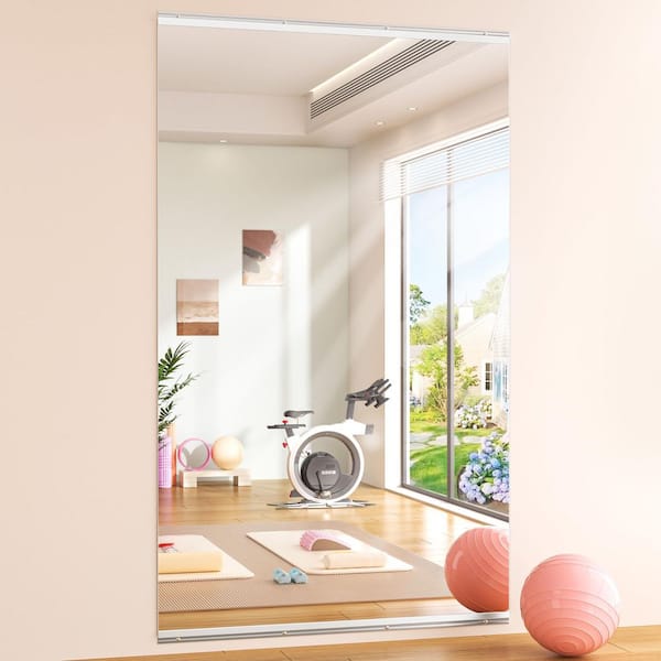 39 in. W x 95 in. H Rectangle Frameless Wall-Mounted HD Home Gym Mirror Large Full Body Vanity Mirror for Yoga