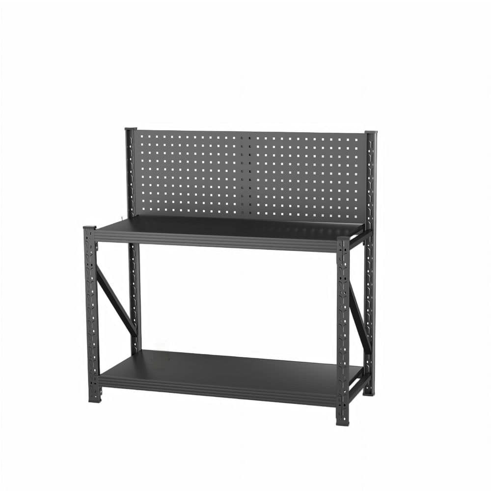 2 Tiers Steel Heavy Duty Garage Storage Shelving Unit with Pegboard in Black (47.2 in. W x 47 in. H x 19 in. D) price history on PriceWatchPro