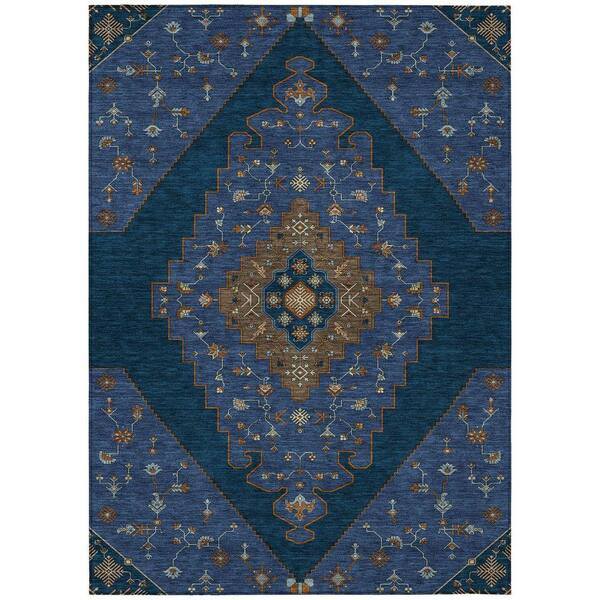 Chantille Machine Washable Indoor/Outdoor Abstract ACN2472 Navy 3 ft. x 5 ft. Area Rug