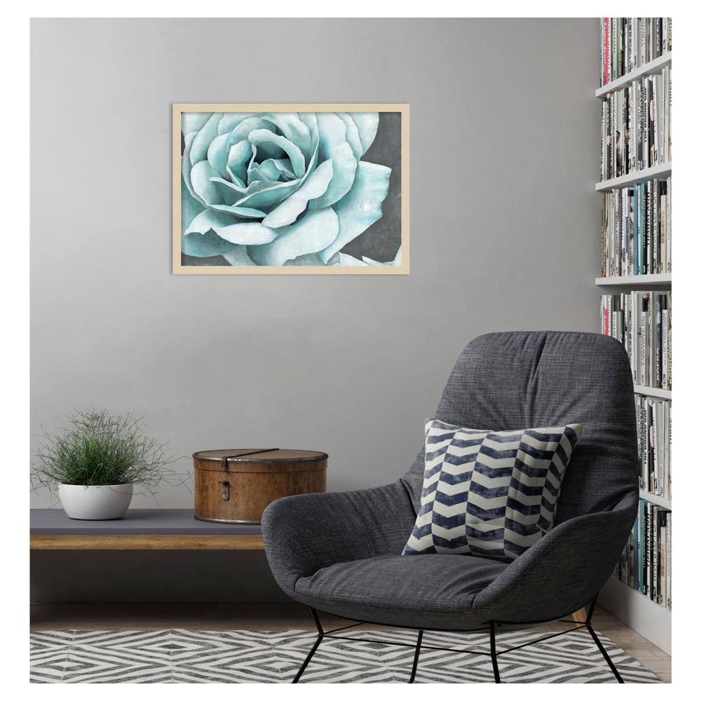 Svelte Natural Framed Blue Rose Bloom Graphic Art Print