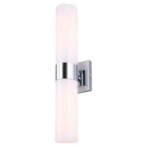 Maxine 4.5 in. 2-Light Chrome Wall Sconce with Opal Glass Shade