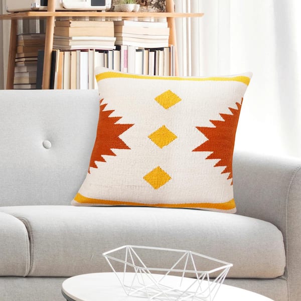 Decorative Designer Accent Pillow Blue Geometric Southwest Style Large Size  for Living Room/Bedroom