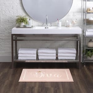 Diva 20 in. x 34 in. Pink Polyester Machine Washable Bath Mat