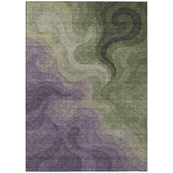 Chantille Machine Washable Indoor/Outdoor Abstract ACN2468 Plum 3 ft. x 5 ft. Area Rug
