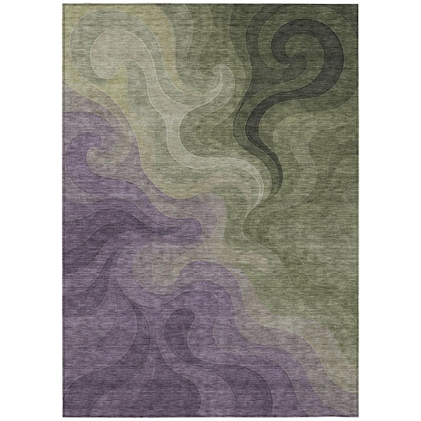 Chantille Machine Washable Indoor/Outdoor Abstract ACN2468 Plum 5 ft. x 7 ft. 6 in. Area Rug
