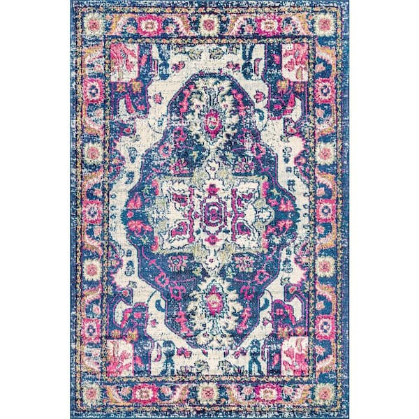 nuLOOM Corbett Vintage Medallion Purple 5 ft. x 8 ft. Area Rug