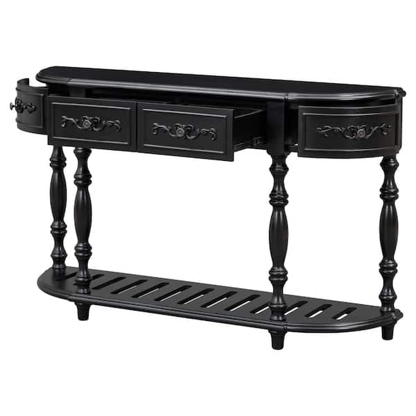 52 in. W x 13 in. D x 32.2 in. H Bathroom Black Linen Cabinet