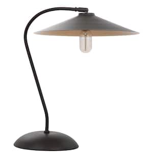 Orla 31 in. Wood Finish Arc Table Lamp with Wood Finish Shade