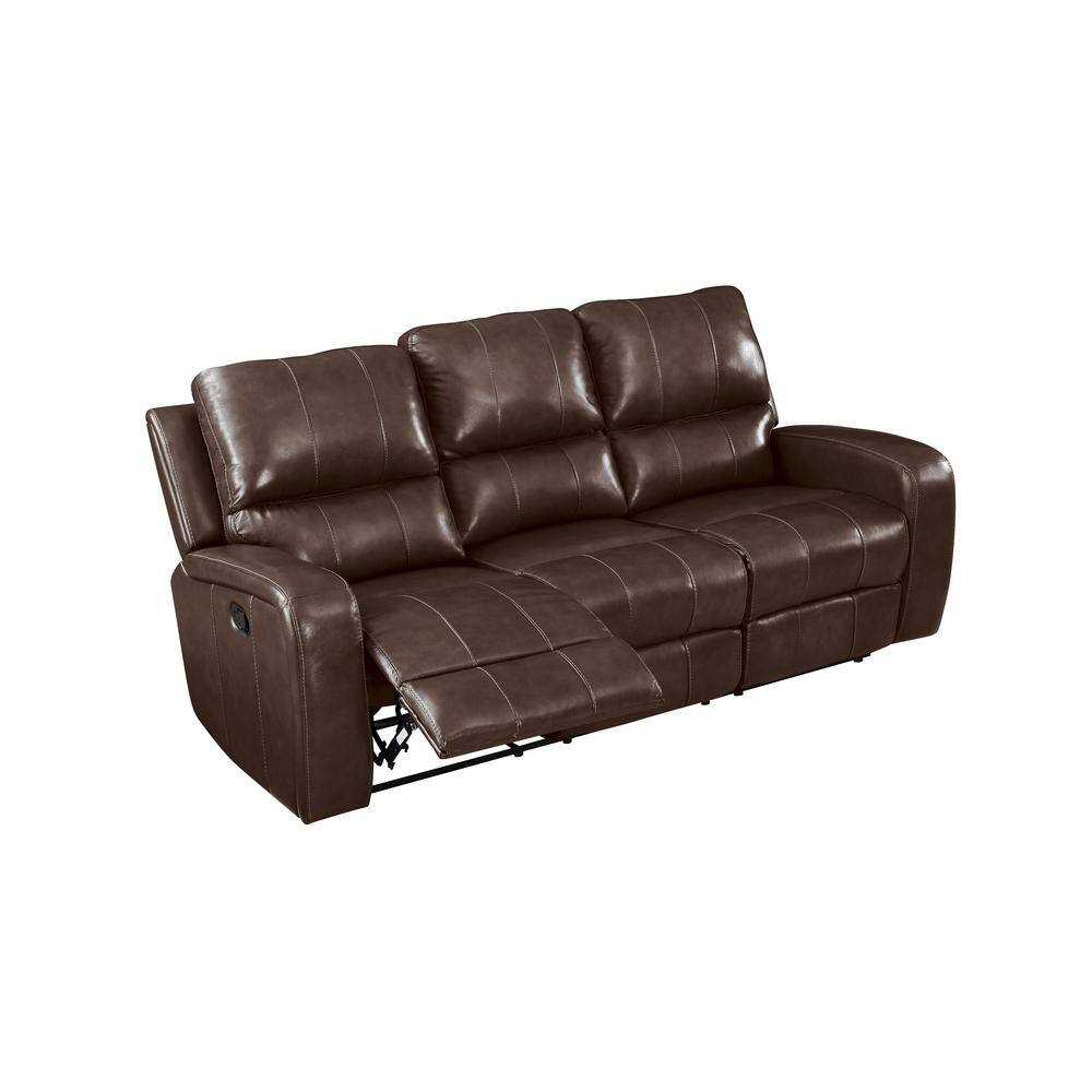 Dark Brown Leather 2-Piece Sofa and Loveseat Set with Storage