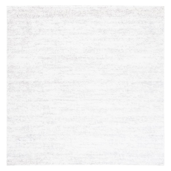 Berber Shag 8 ft. x 8 ft. Square Ivory/Light Gray Two-Toned Solid Area Rug