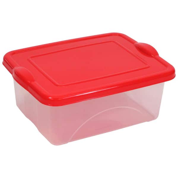 REDMON Since 1883 Taurus 2.5 Gal. Clear View Storage Tote with Snap on Red Lid