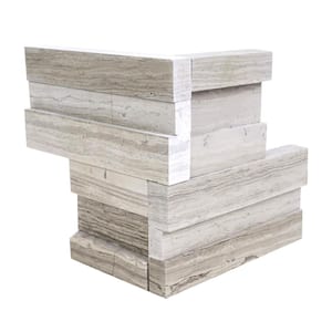 Gray Oak 3D Ledger Corner 6 in. x 6 in. Honed Marble Wall Tile (2.5 sq. ft./case)