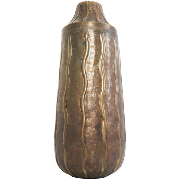 Litton Lane 17 in. Brass Metal Decorative Vase