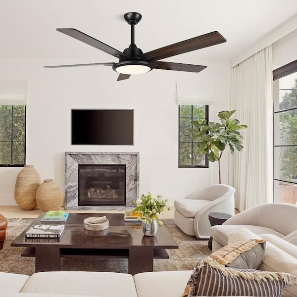 52 in. Indoor/Outdoor Black Smart Wi-Fi Ceiling Fan w/Color Changing Integrated LED & Remote, Works w/Alexa/Google Home