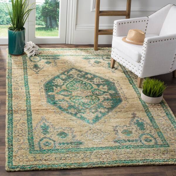 Tangier 5 ft. x 8 ft. Beige/Emerald Medallion Area Rug