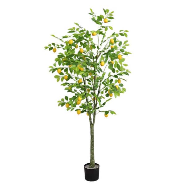 Garvee 5.9 ft. Artificial Lemon Tree With Realistic Trunks And Leaves, Faux Lemon Fruit Tree, Pre Potted Faux Greenery Plants