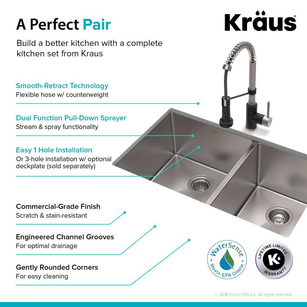 33" Matte Black Stainless Steel Double Basin Undermount Sink with Faucet