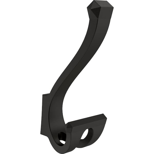 Modern Faceted 5 in. Aluminum 35 lb. Load Capacity Coat and Hat Matte Black Wall Hook