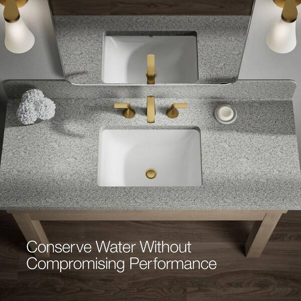 KOHLER Cursiva 8 Double Handle Bathroom Faucet – Vibrant Brushed Moderne Brass – 3 Hole Widespread