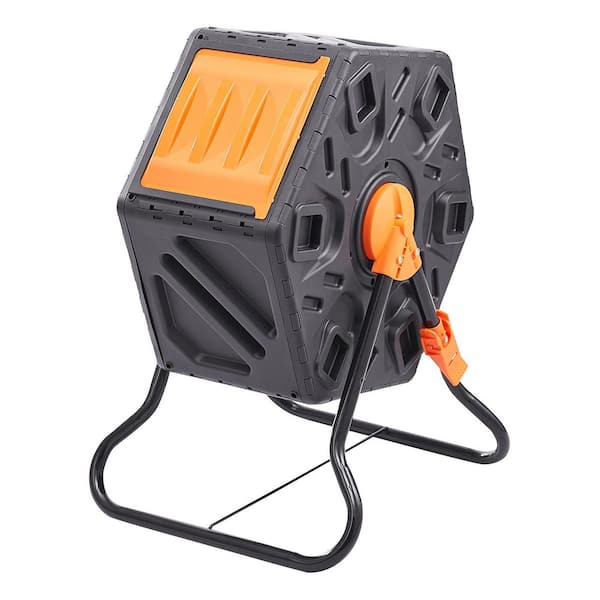 43 Gal. Tumbling Compost Bin Outdoor 360° Dual Chamber Rotating Composter, Green