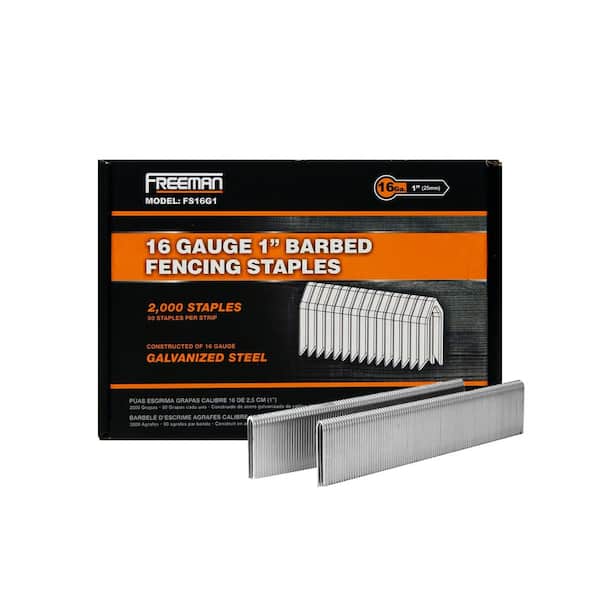 Freeman 16-Gauge 1 in. Glue Collated Barbed Fencing Staples (2000-Count)