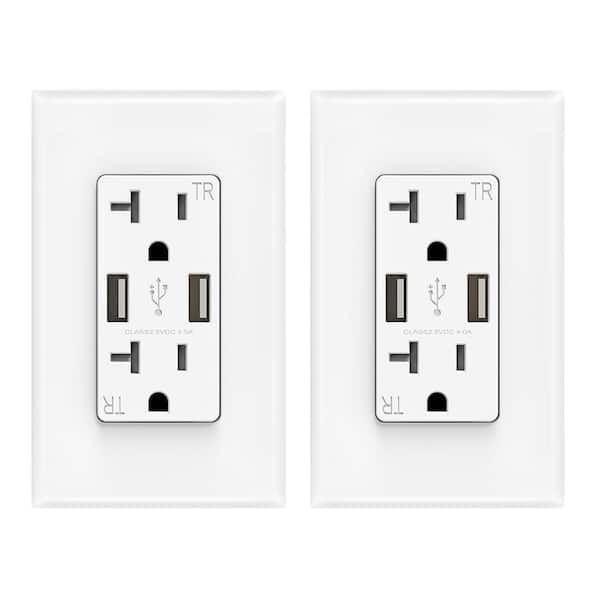 Outlet with USB Charger Wall Dual Duplex Receptacle Tamper Resistant Socket Plug 