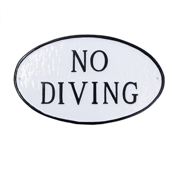 Montague Metal Products No Diving Small Oval Statement Plaque - White/Black