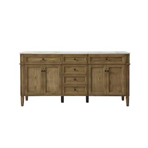 Timeless Home 72 in. W x 21.5 in. D x 35 in. H Double Bathroom Vanity in Driftwood with White Marble