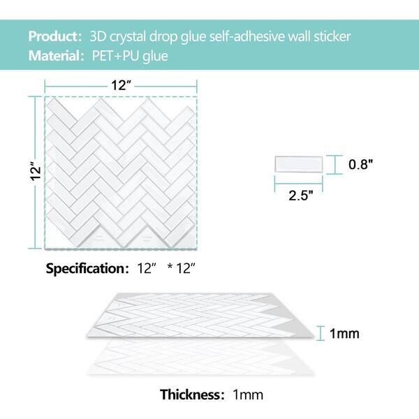 Crystiles Hexagon White, Glossy 12in x 12in Peel and Stick Vinyl Backsplash Tile, Pro Series Thicker Version (4-Pack) Crystiles Hexagon White, Glossy 12in x 12in Peel and Stick Vinyl Backsplash Tile, Pro Series Thicker Version (4-Pack)