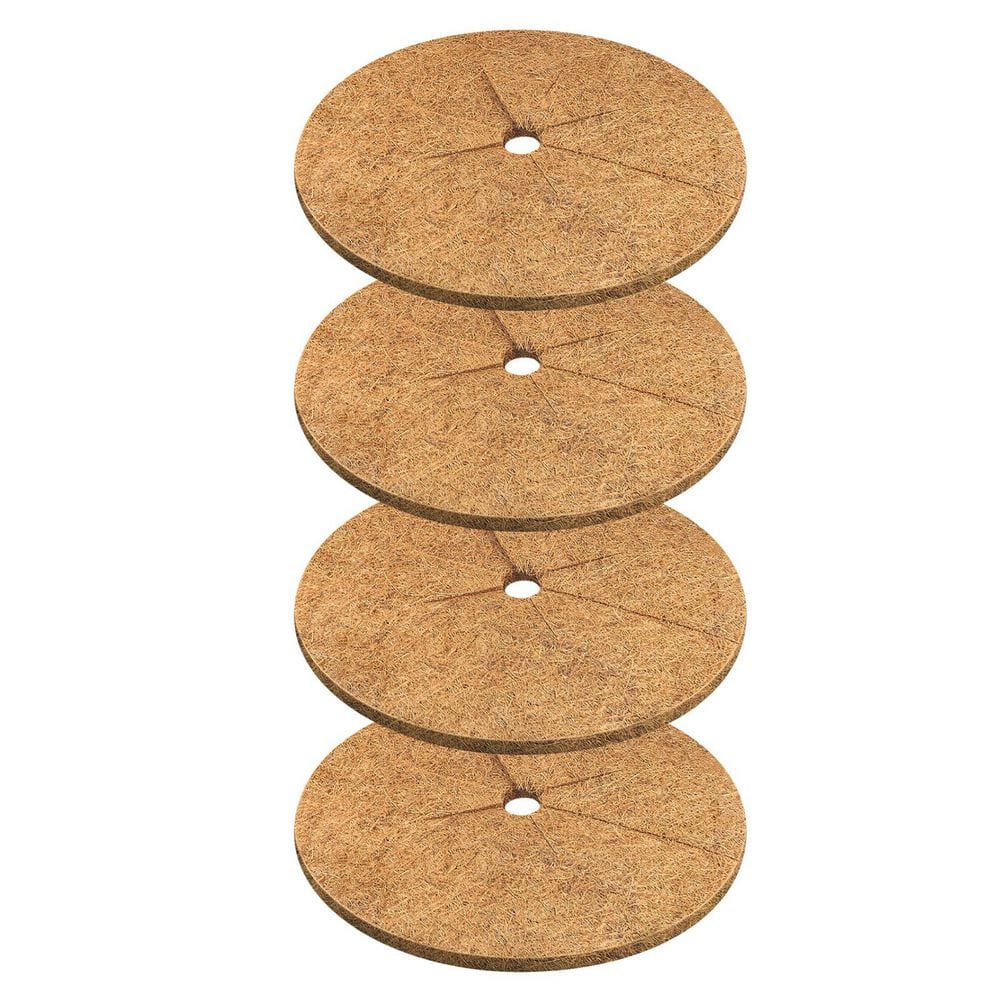 24 in. Natural Coconut Fiber Tree Mulch Ring Plant Protector Mat Soil Cover Weed Barrier 4-Pack price history on PriceWatchPro