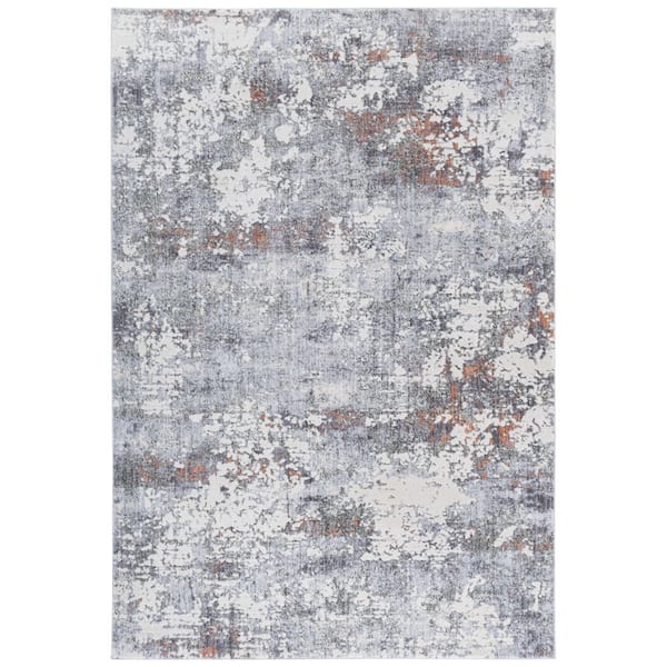 Scarlett 9 ft. x 12 ft. Gray/Ivory Rust Abstract Distressed Area Rug