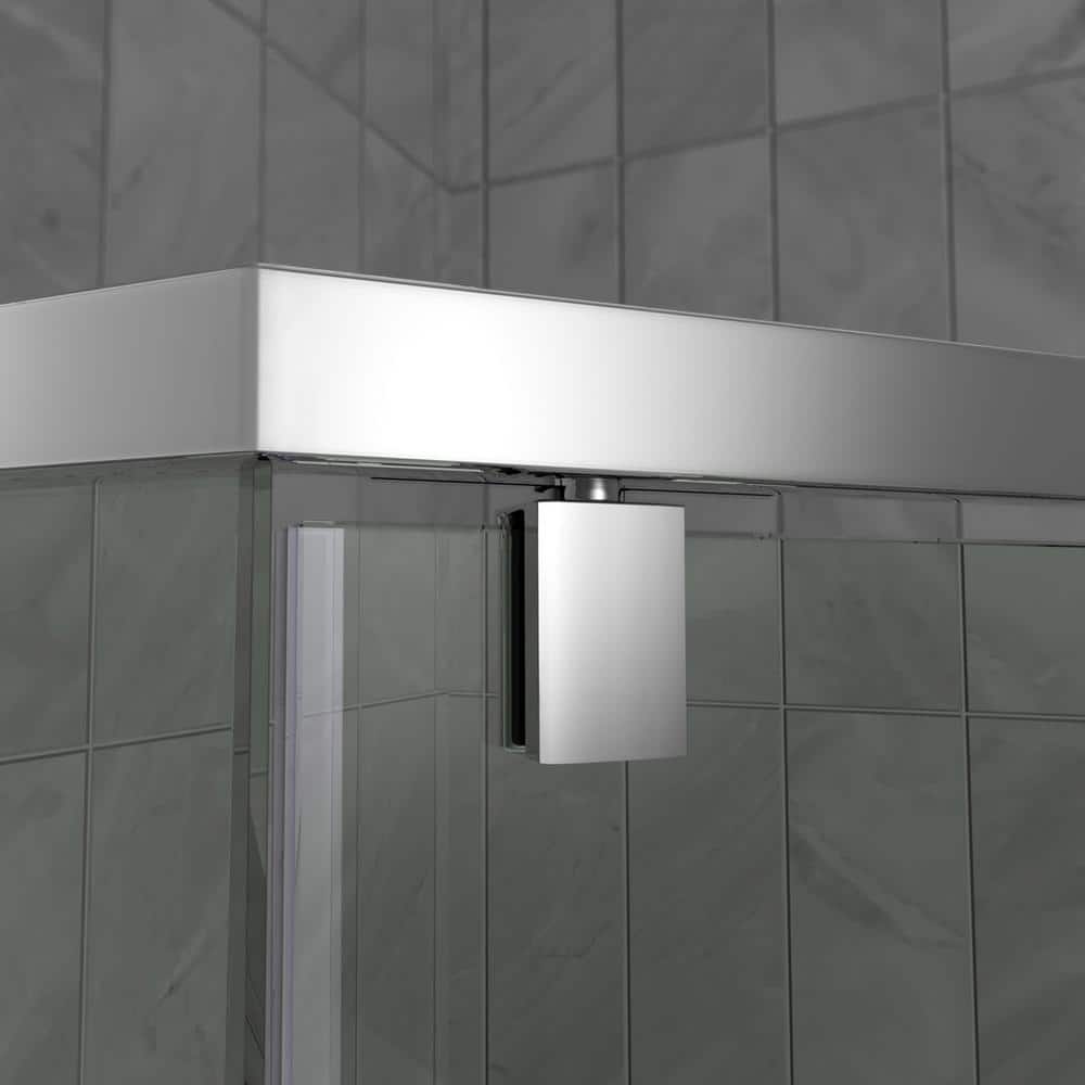 DreamLine Frameless Neo-Angle Pivot Shower Enclosure with Brushed Nickel Finish