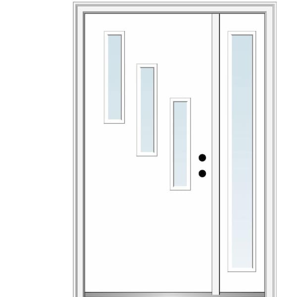 MMI DOOR Davina 48 in. x 80 in. Left-Hand Inswing 3-Lite Clear Low-E Primed Fiberglass Prehung Front Door on 6-9/16 in. Frame