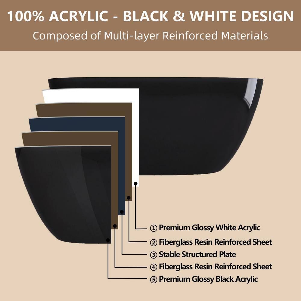59'' White Acrylic Freestanding Soaking Bathtub