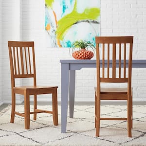 Scottsbury Honey Brown Wood Dining Chair with Slat Back (Set of 2) (16.7 in. W x 38.7 in. H)
