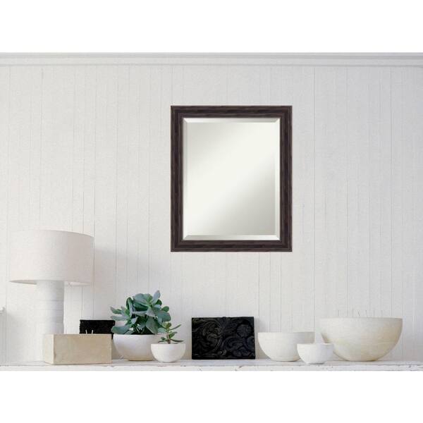 Amanti Art Medium Rectangle Narrow Rustic Pine Casual Mirror (23.38 in. H x 19.38 in. W)