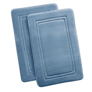 HeiQ Blue 20 in. x 32 in. Antimicrobial Memory Foam Bath Rug