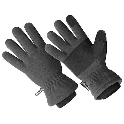 Premium Touchscreen Men’s Micro Fleece Glove - 40gm 3M Thinsulate Lined, 100% Waterproof - Grey (1 Size Fits All)