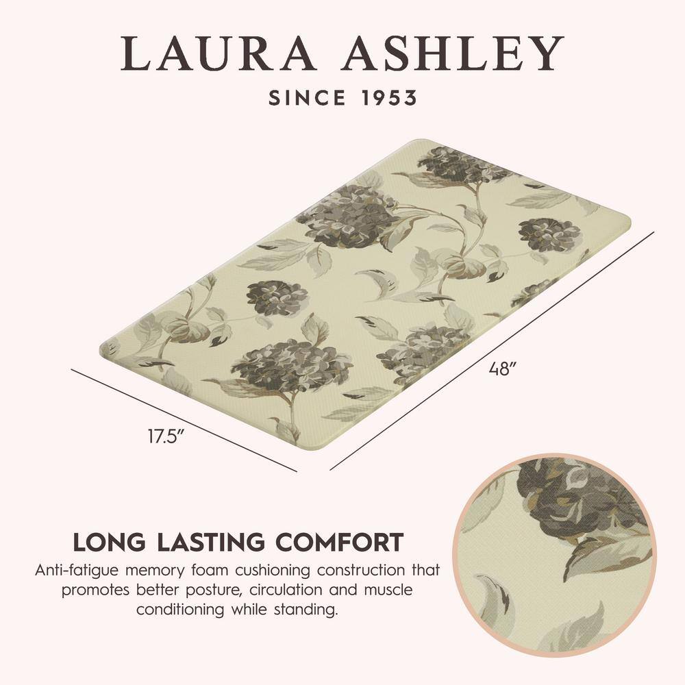 Light Gray Floral PVC Anti-Fatigue Kitchen Mat, 48" x 17.5"