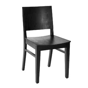 Naples Commercial Grade Solid Wood Dining Chair with Curved Backrest and Black Finish
