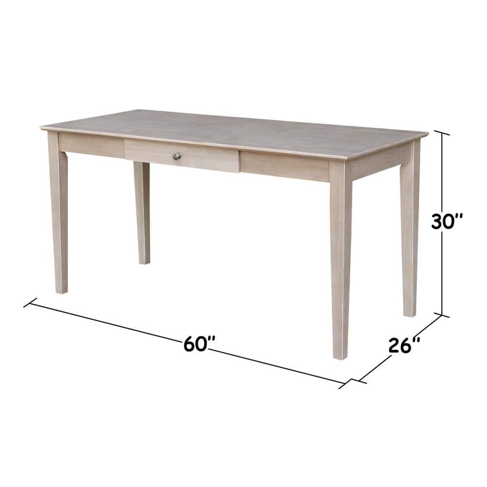Transitional 60'' Washed Gray Taupe Home Office Desk with Drawer