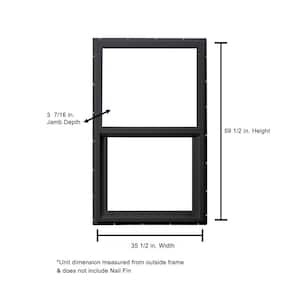 35.5 in. x 59.5 in. Select Series Vinyl Single Hung Black Window with White Int, HP2+ Glass, and Screen
