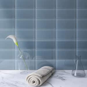 Crystile Gray 3 in. X 6 in. Glossy Glass Subway Tile (10 sq. ft./Case)