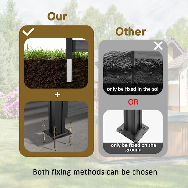 5 ft. x 3.3 ft. (1-Panel) Outdoor Fir Wood Flat Top Privacy Fence Screen with Metal Stakes for Soft and Hard Ground