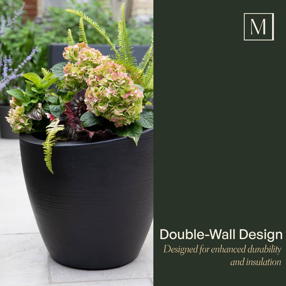 Modesto 20" European Flair Black Polyethylene Planter