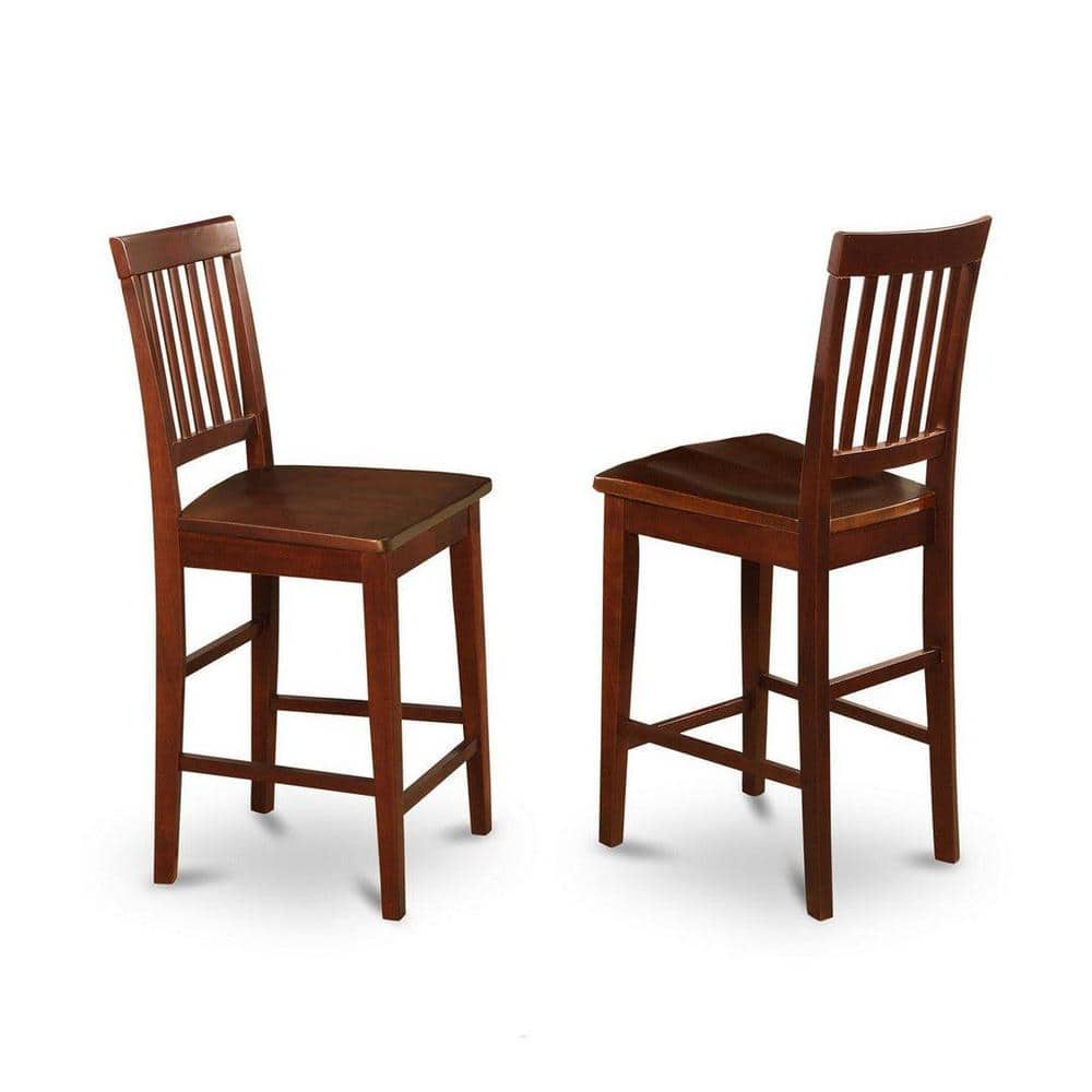 Mahogany Counter Height Pub Set with 4 Wooden Chairs