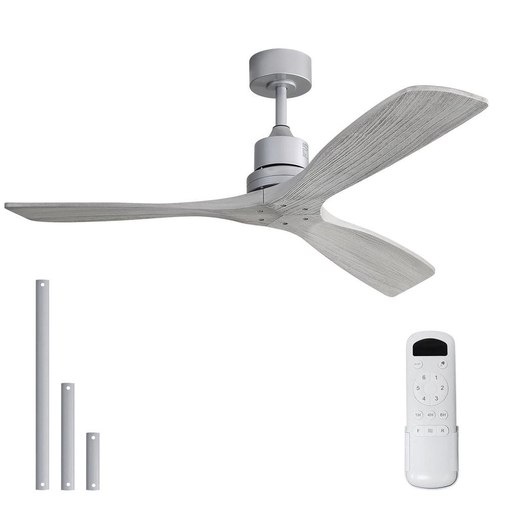 52 in. Indoor Silver Ceiling Fan without Light for Bedroom or Living Room, Remote Control Included price history on PriceWatchPro