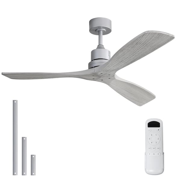 CACI Mall 52 in. Indoor Silver Ceiling Fan without Light for Bedroom or Living Room, Remote Control Included