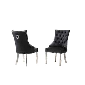 Sam Black Velvet Stainless Steel Legs Chairs (Set of 2)