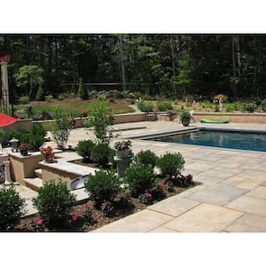 Patio-on-a-Pallet 12in. x 24in. and 24in. x 24in. Concrete Tan Variegated Basketweave Yorkstone Paver(18 Pcs/48 Sq Ft)